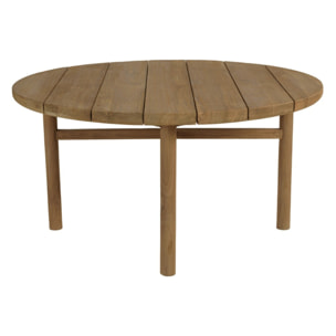 KALLY - Table basse de jardin ronde en bois de teck recyclé naturel D80cm