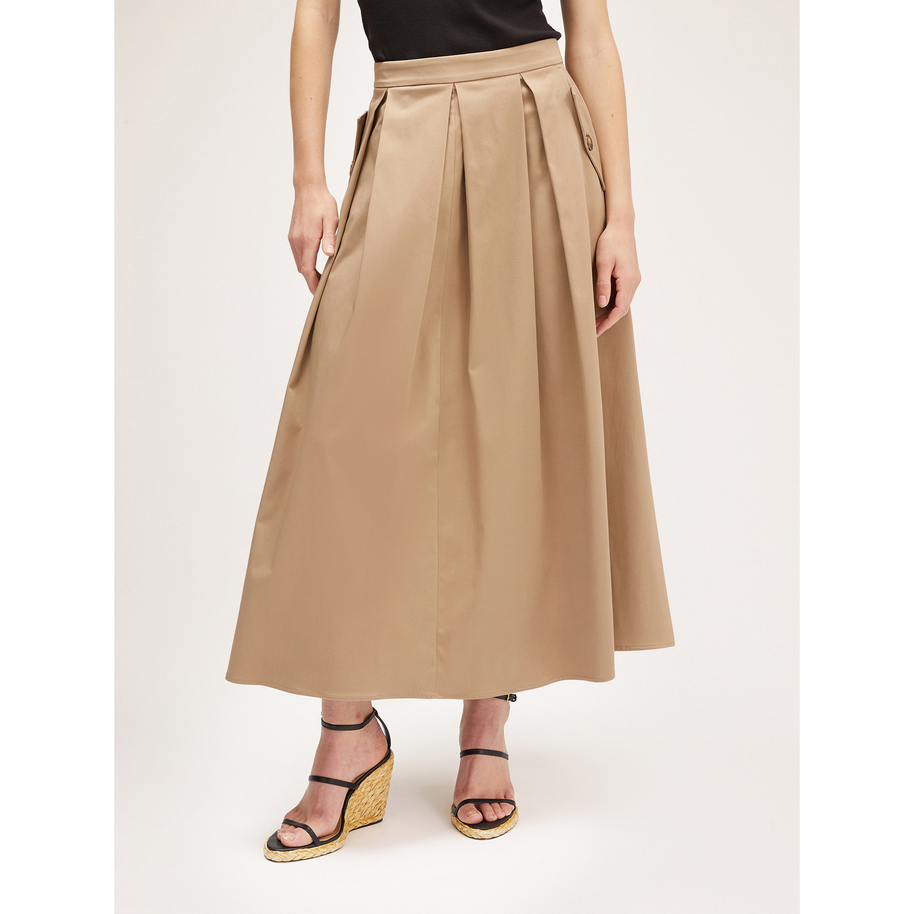 Motivi - Falda midi con pliegues de fuelle - Beige