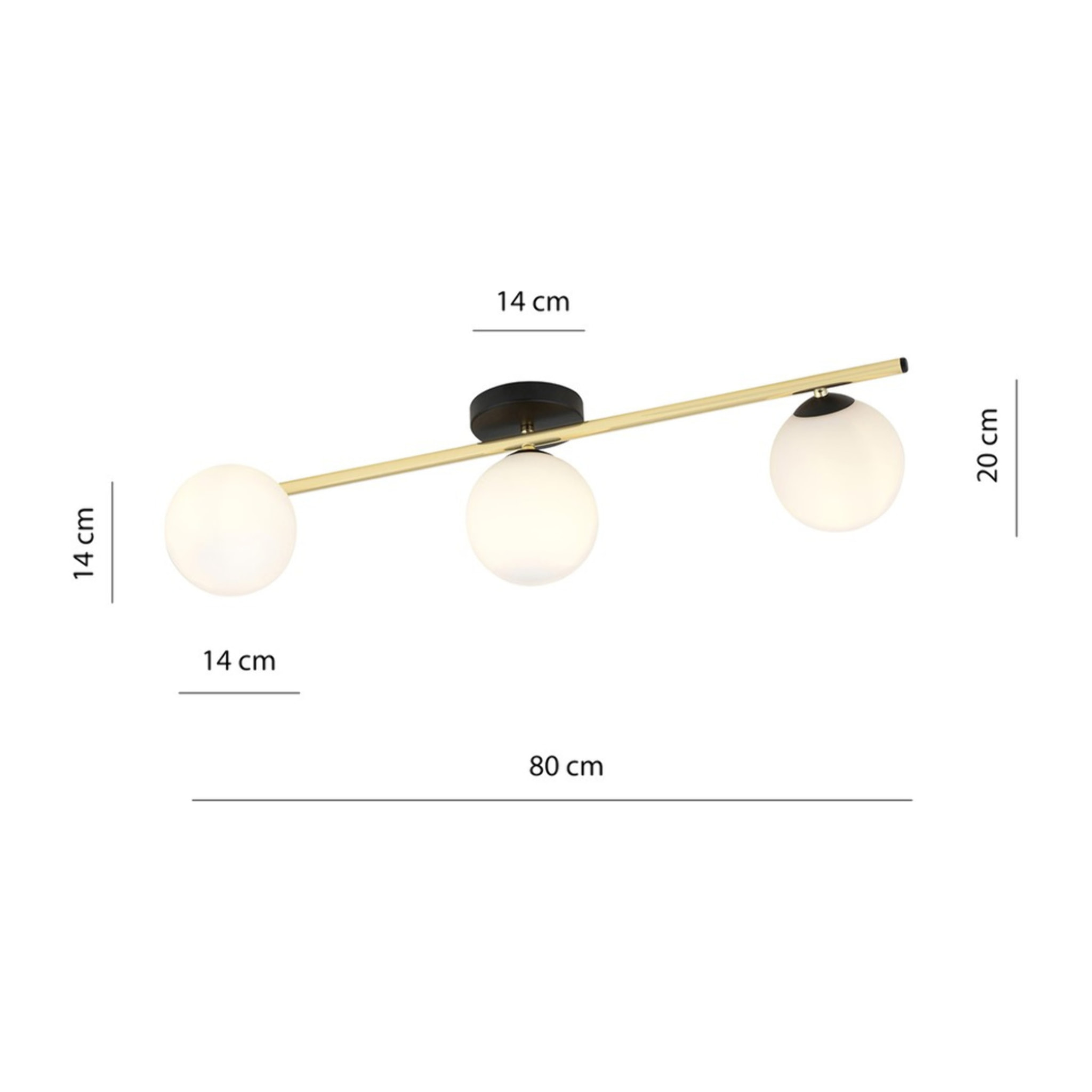 Lampada a sospensione SPLENDI in acciaio nero e oro con diffusori in vetro