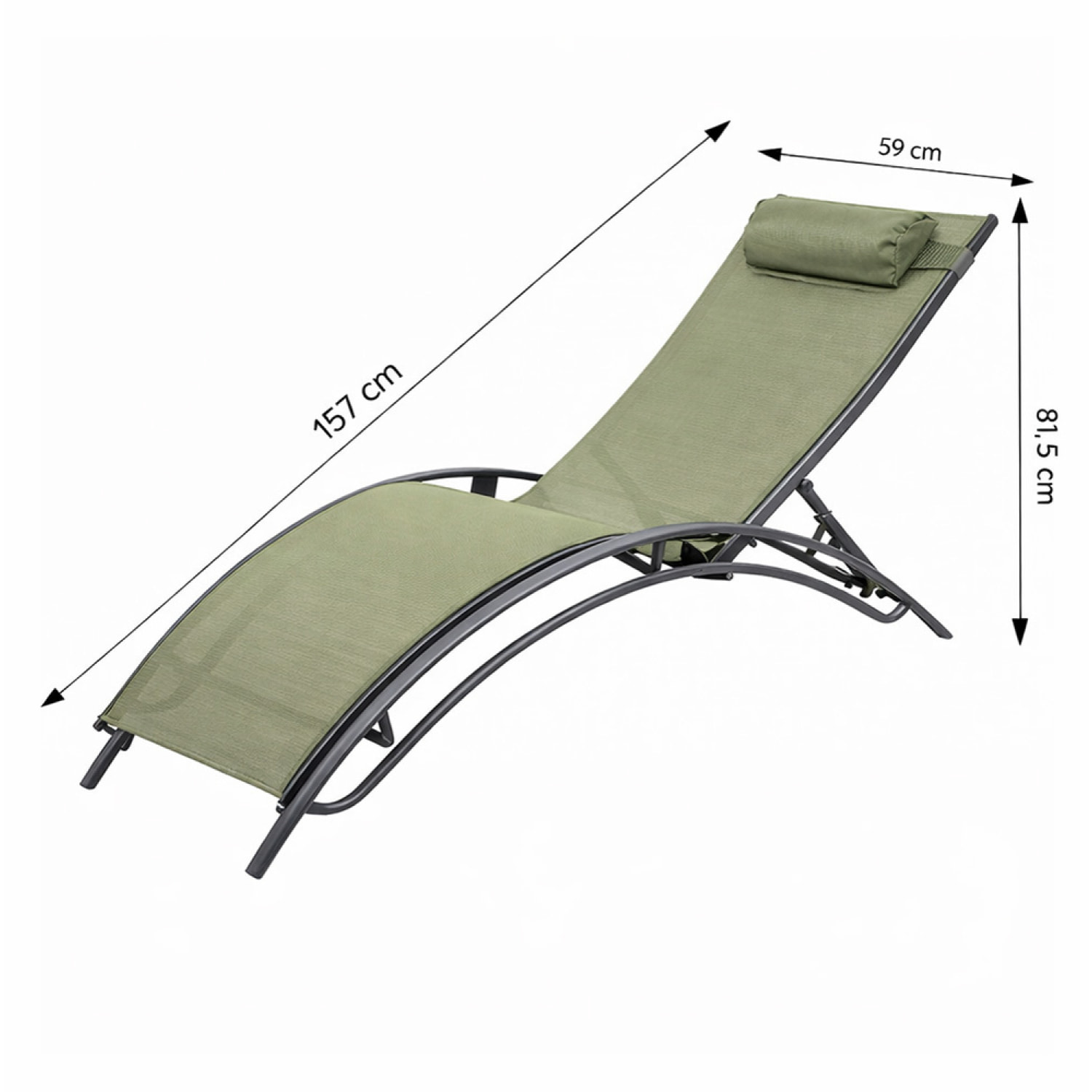 Lot de 2 transats ajustables gris et kaki MEDAN