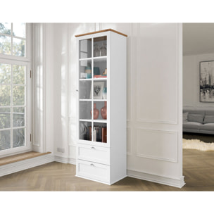 Francesco - vitrine - effet bois et blanc - 2 tiroirs et 1 porte - 201 cm - Bois / Blanc