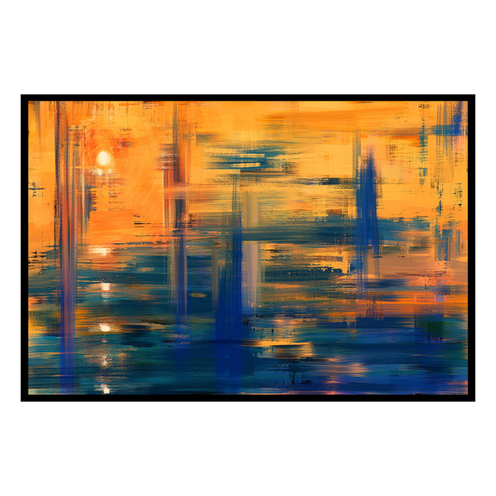 Affiche encadrée peinture abstraite orange et bleu Affiche + cadre en métal - Noir