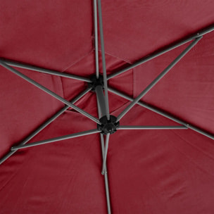 Parasol déporté rond "Manoa" bordeaux & graphite 3m en aluminium traité époxy