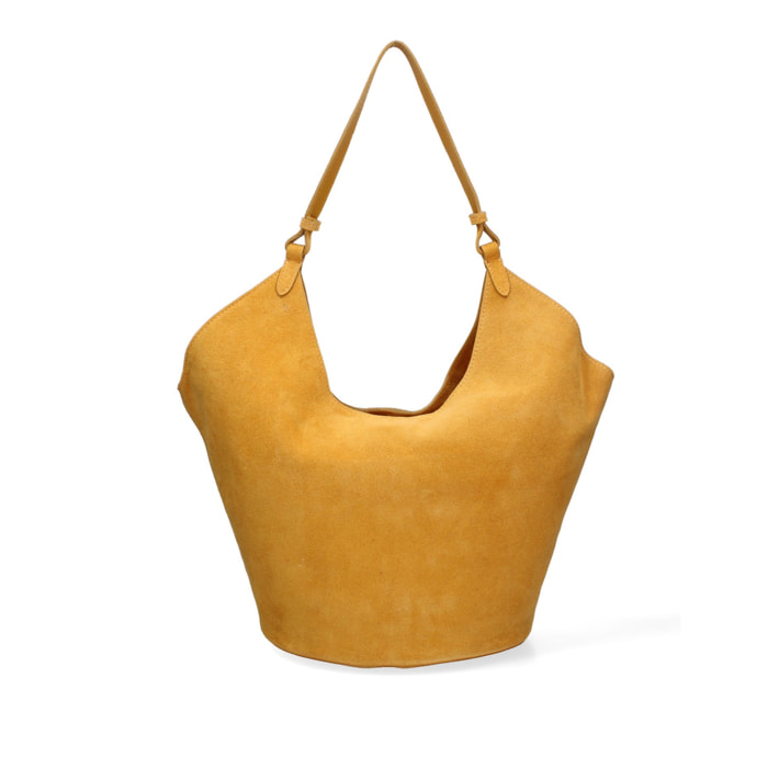 Borsa a spalla da donna - Modello Lisboa - Pelle Scamosciata - 27.0 x 38.0 x 21.5 cm