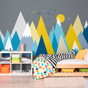 Stickers muraux enfants - Décoration chambre bébé - Autocollant Sticker mural géant enfant montagnes scandinaves BETIKA