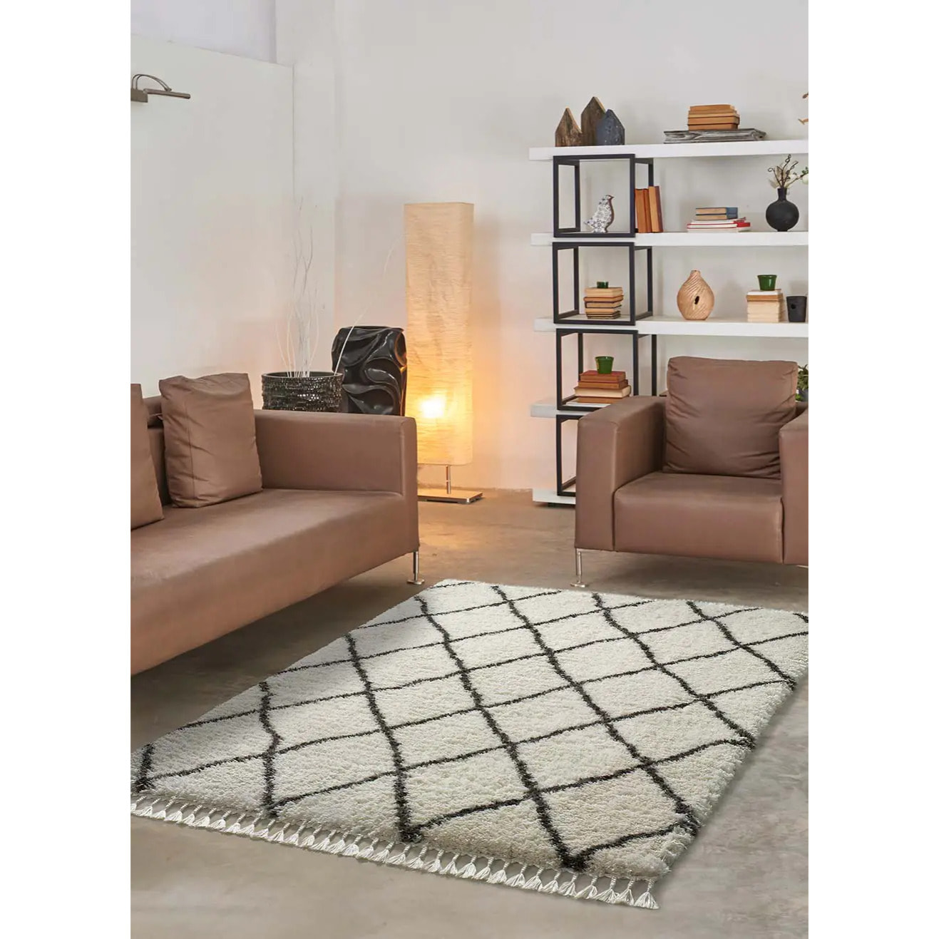 SAMIRA Alfombra shaggy bereber blanco, varias medidas disponibles.