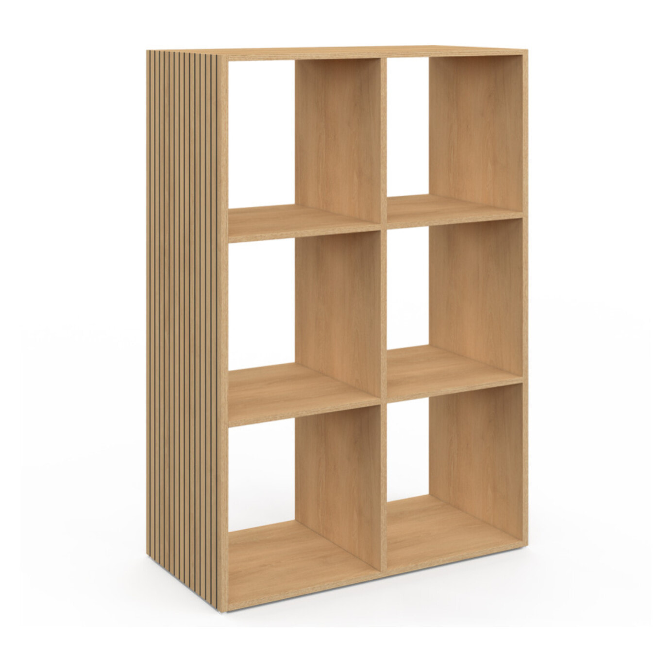 Meuble de rangement cube Faustine 6 case effet lattes
