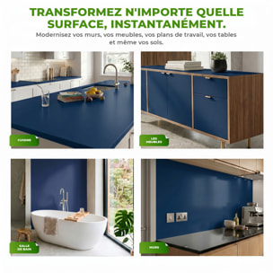Rouleau adhésif décoratif Vinyle au Mètre - Bleu fonce - Sticker Lavable Imperméable Mur Cuisine Meubles