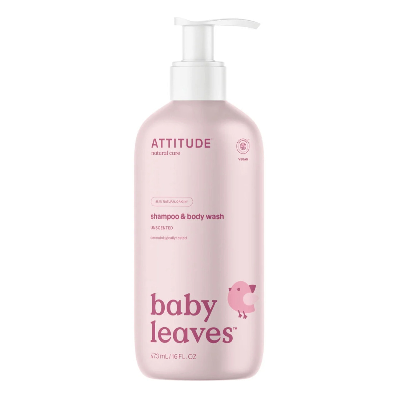 Champú y Gel bebés  2 en 1 sin fragancia Attitude 473 ml