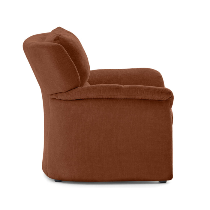 Bastille - fauteuil en tissu velours relief - Terracotta