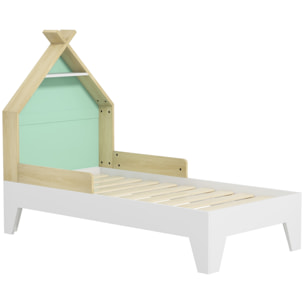 AIYAPLAY Letto per Bambini 3-8 Anni a Casetta con Sponde in Legno, 144x74x110cm, Verde