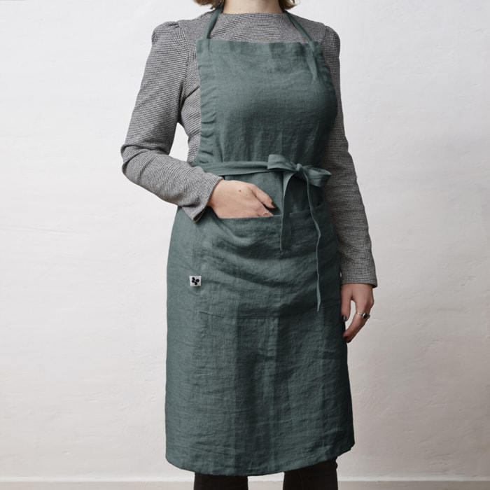 Tablier de Chef ajustable "Soline" 70 x 85 cm Lin lavé - Couleur: Soline Ardoise