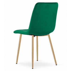 Sedia LAVA in velluto verde scuro e gambe effetto legno