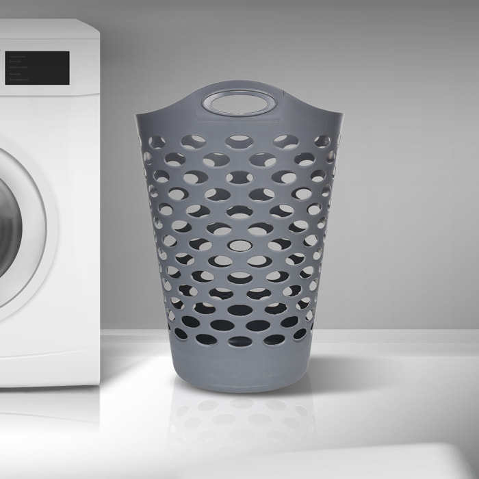 Corbeille à linge souple 60L Gris