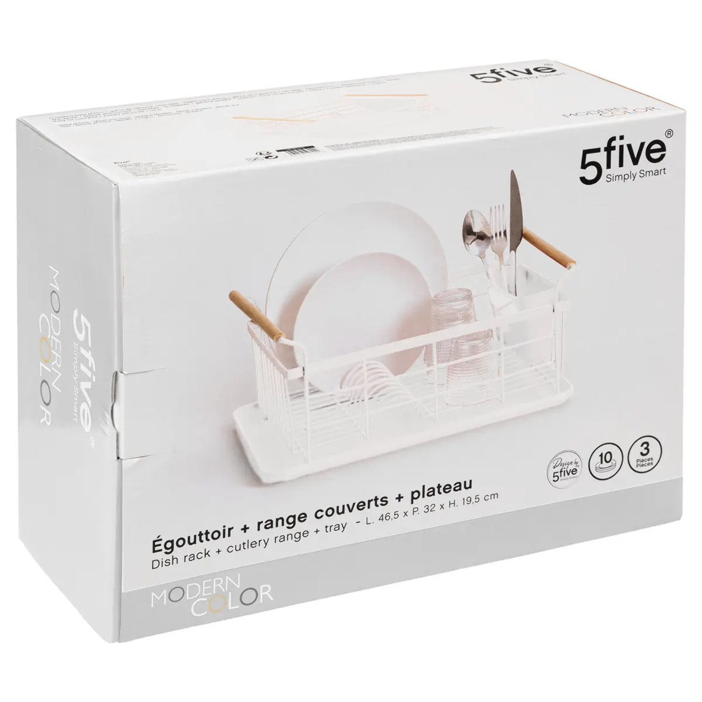 Égouttoir métal avec plateau "Modern Color" blanc