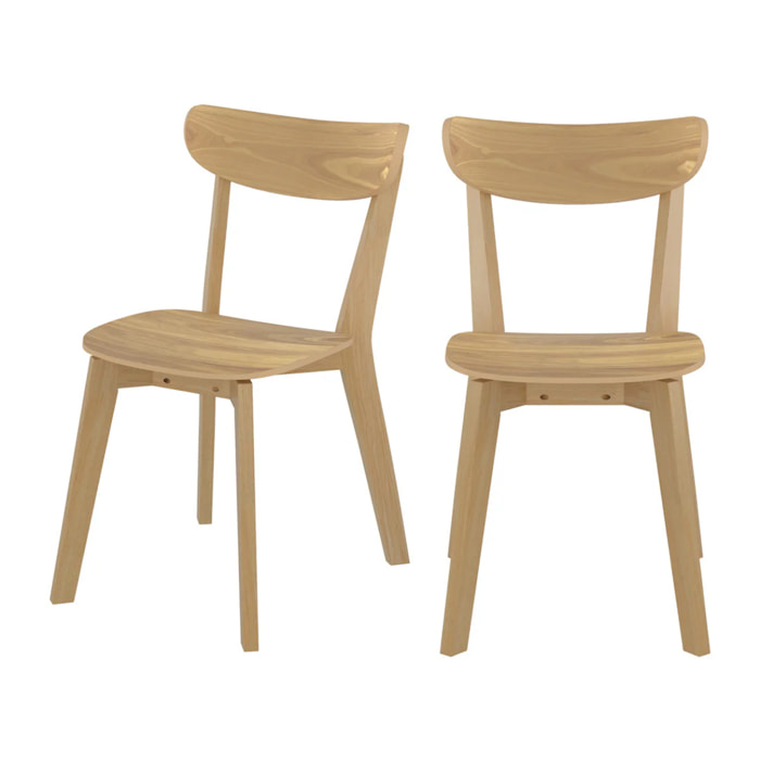 Lot de 2 chaises en bois clair - Tabata