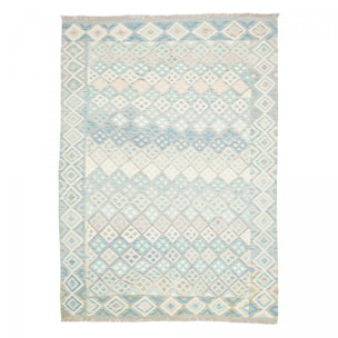 Tapis kilim géométrique, tissé plat en laine, ONERUKI