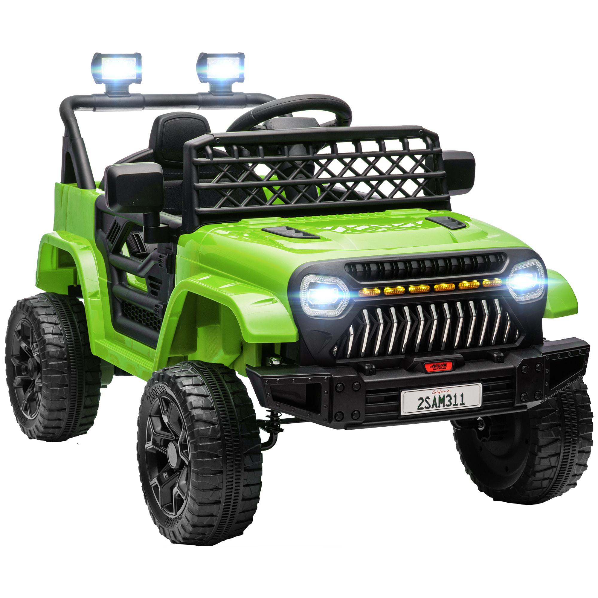 Coche Eléctrico para Niños de +3 Años Coche Eléctrico Coche de Batería 12V con Mando a Distancia Velocidad Ajustable USB Faros Bocina Verde