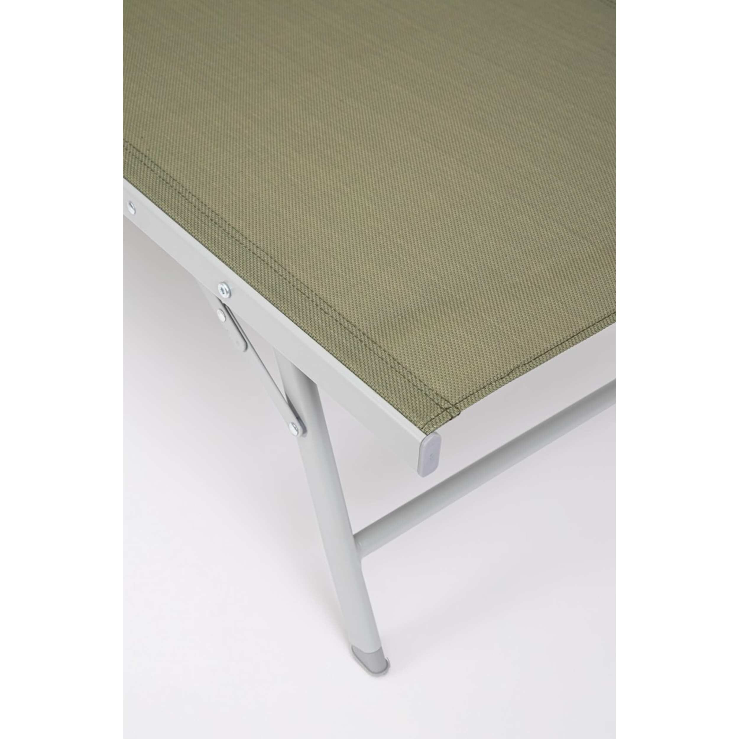Set di 4 lettini, reclinabili, MACARELLA in alluminio grigio e textilene verde oliva, pieghevoli