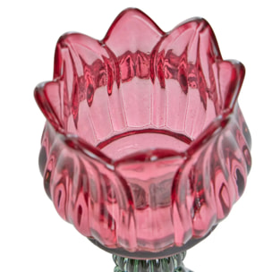 2 Photophores Fleurs Rose et Blanche 8x8x17cm