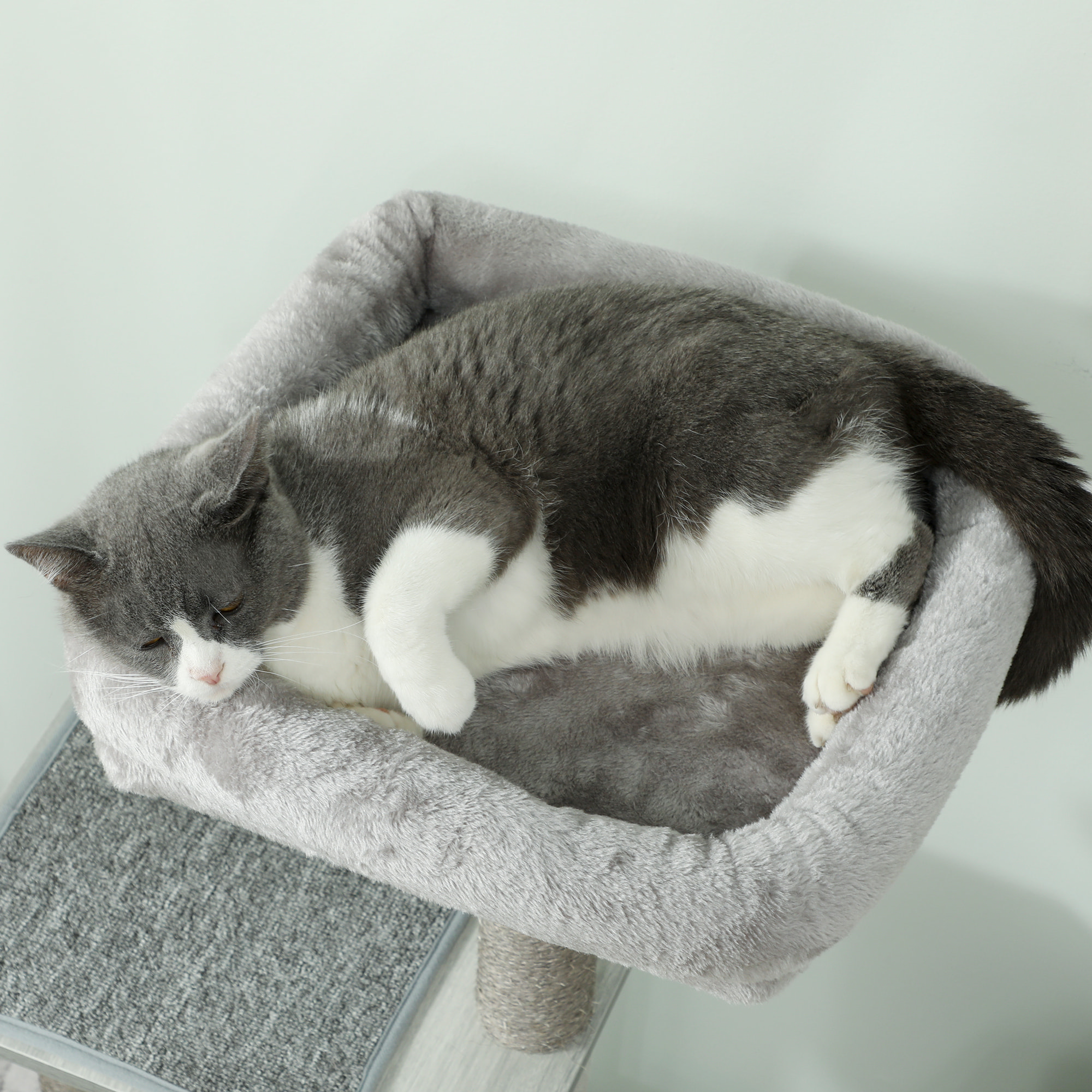 Árbol Rascador para Gatos, Árbol para Gatos 126 cm, Torre Escalador con Plataformas, Hamaca, Cueva, Cama, Postes de Sisal, Bolas y Cojines Lavables, Gris