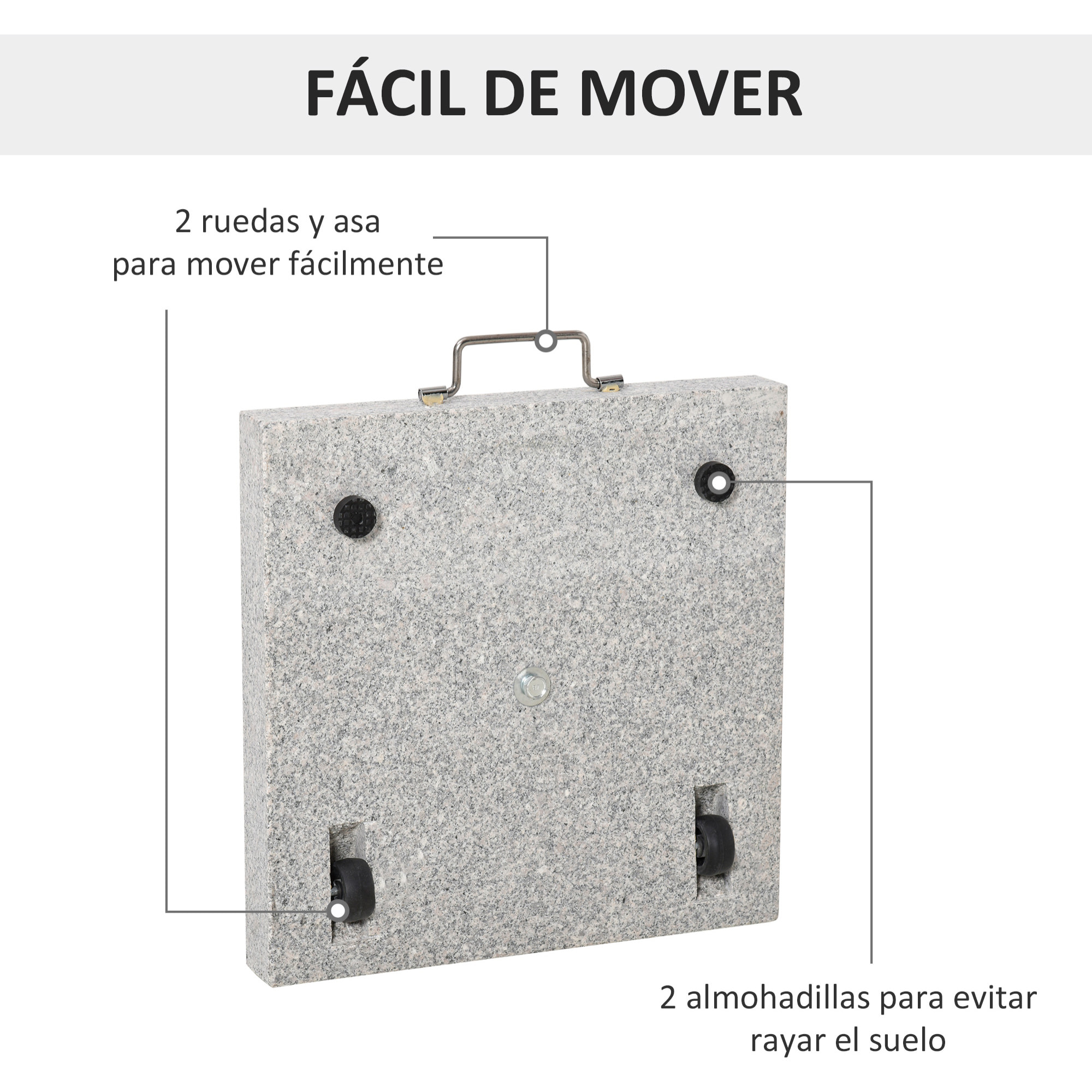 Base Sombrilla Universal con Dos Ruedas 42x42x36cm Gris