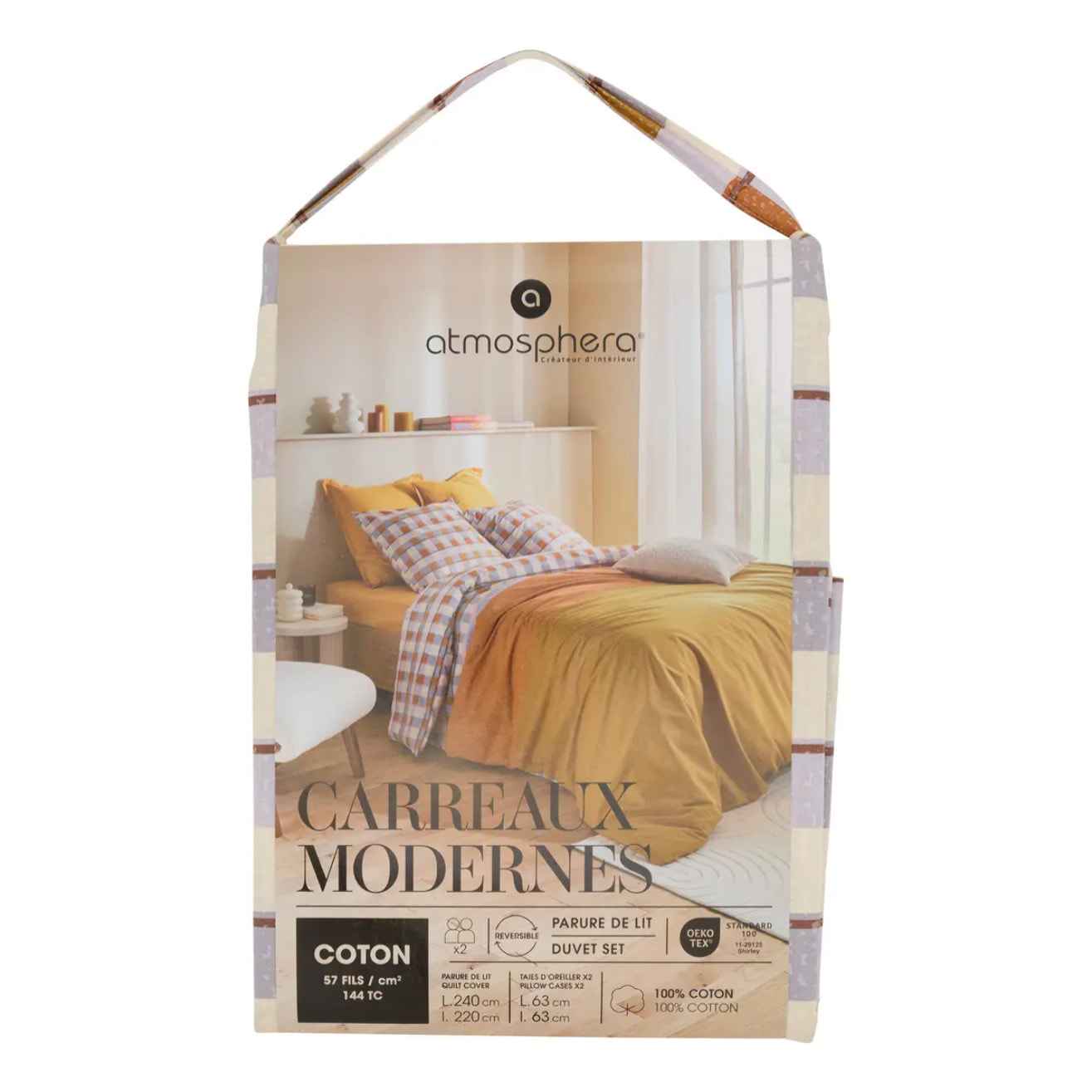 Parure de lit Carreaux modernes 240x220cm en coton