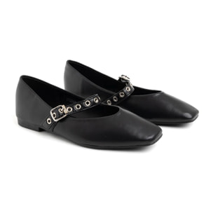 Ballerina con cinturino borchiato - NERO