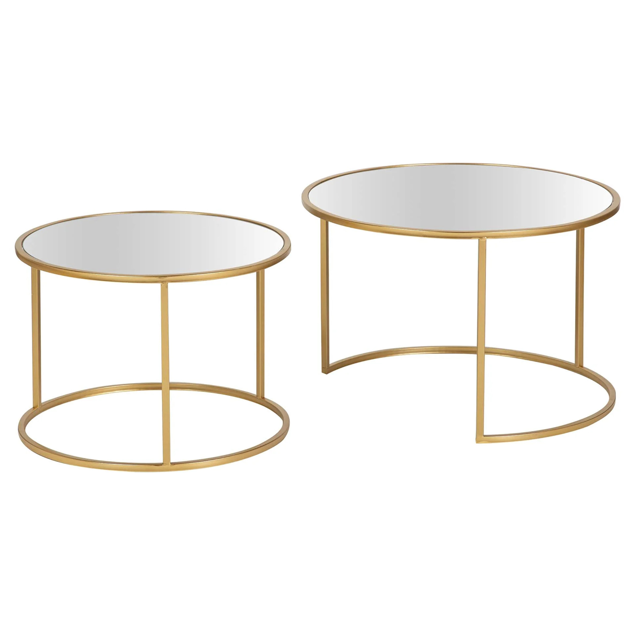 Set 2 Mesas Nido Metal Espejo 60x60x41 50x50x38 Cm