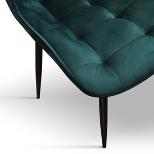 Set di 4 sedie BARCELLONA in tessuto effetto velluto verde scuro e gambe in metallo nero