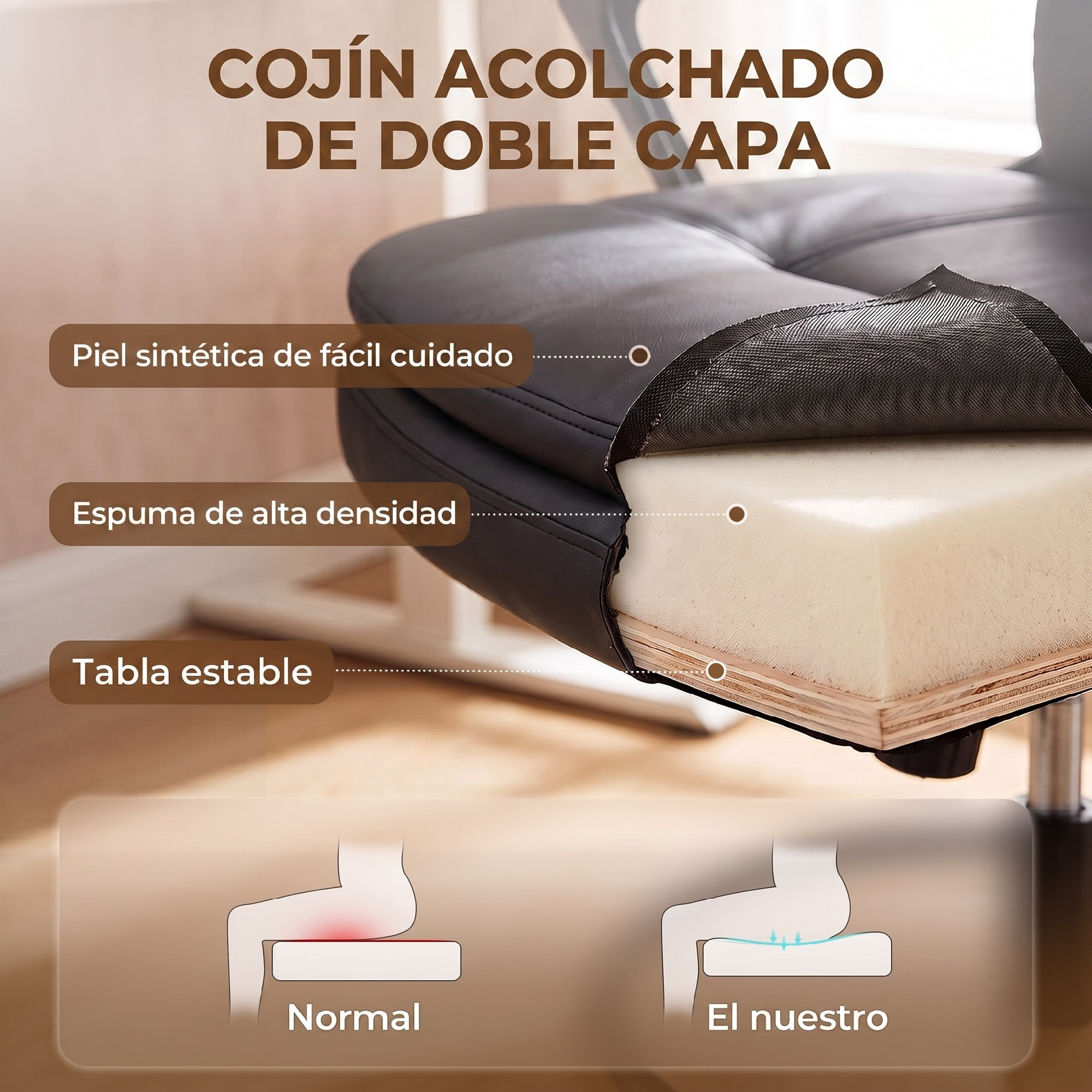 Silla de Escritorio Alta, Silla de Dibujo Ergonómica con Reposapiés Ajustable, Altura Regulable, Ruedas Giratorias, Tapizado en PVC para Oficina, Estudio, Negro