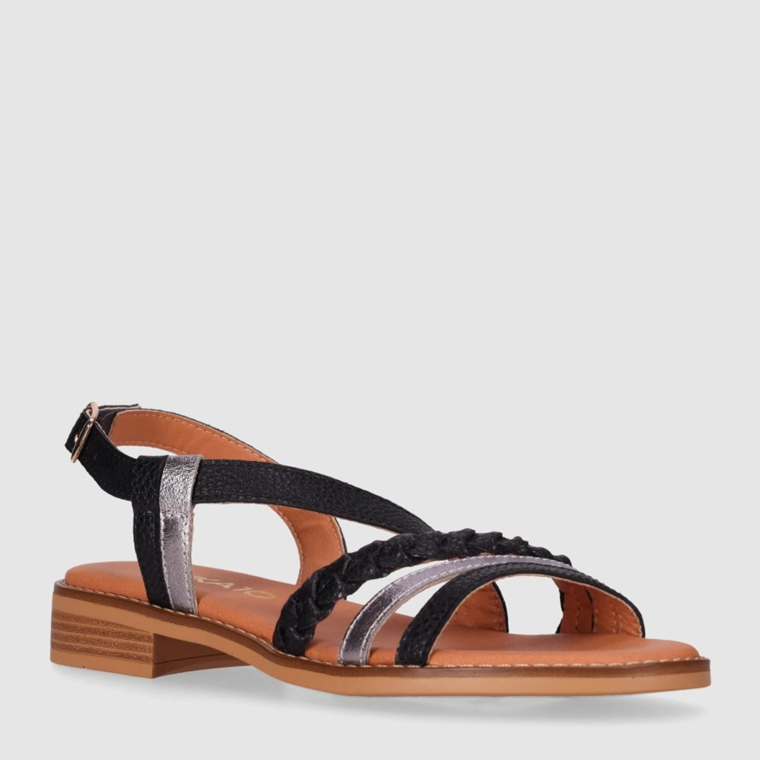 Sandalias de Piel - Negro - Tacón: 1 cm