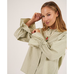 Camiseta de pijama de mujer abotonada en tejido liso