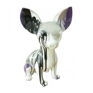 Statuette chien chihuahua gris en résine H30cm - KIKI