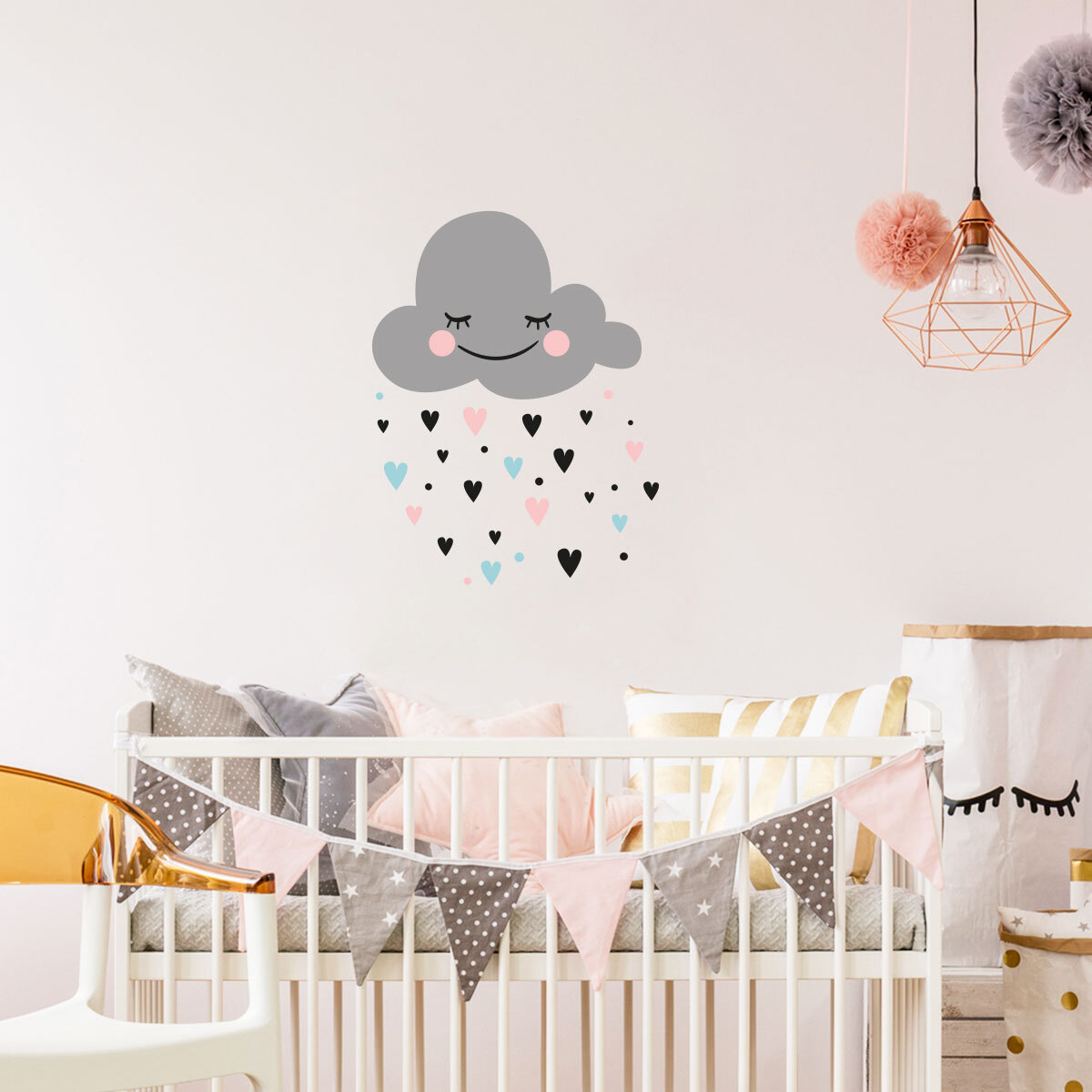 Stickers muraux | Sticker Mural Autocollant - NUAGE D'AMOUR SCANDINAVE - adhésifs fond transparent