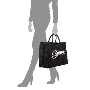 Bergantino Borsa shopping Donna. Realizzata in carta intrecciata design "Summer"