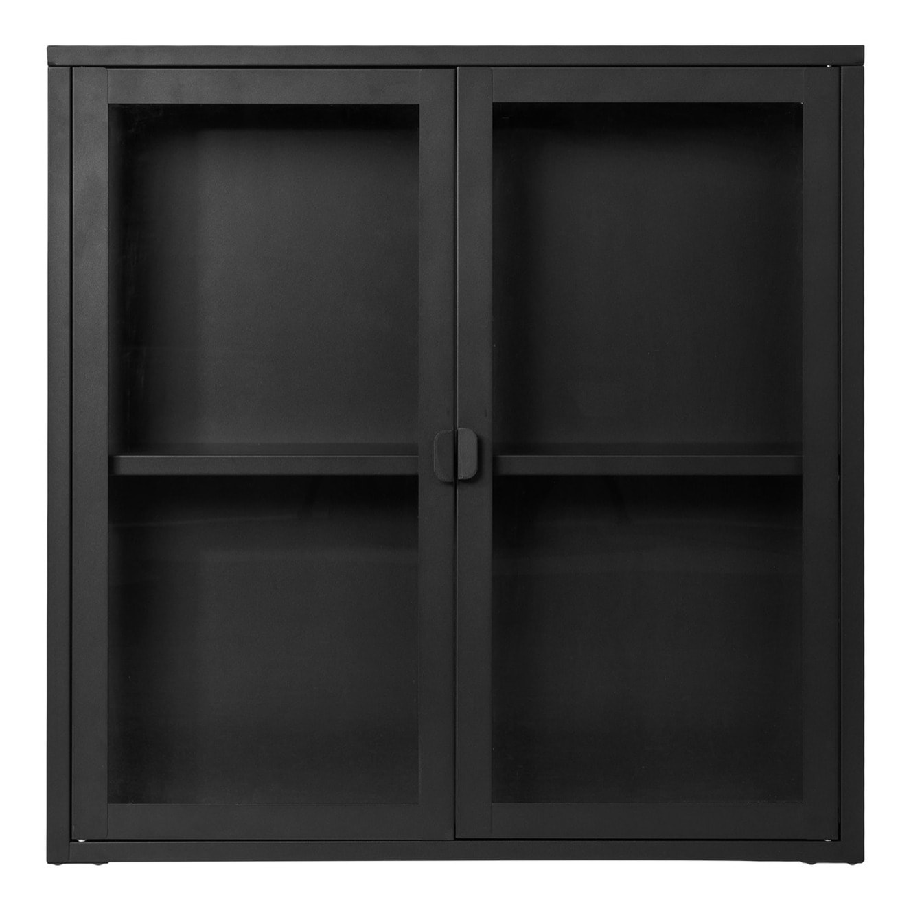 Vetrina Brisbane a muro con 2 ante in vetro, acciaio nero 80×18×80 cm