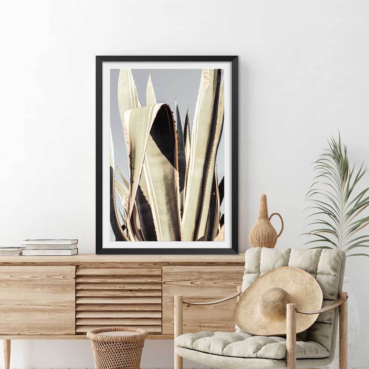 Poster cactus mexicain Affiche sous cadre noir