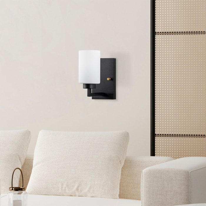 Aplique de pared, metal , negro, 10x19x23, casquillo E27 Max 40 W