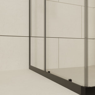 Porte de douche carrée - 90x90x200 cm - PROFILE NOIR MAT - verre trempé 6mm