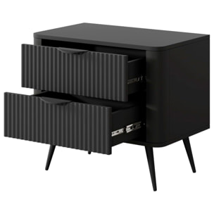 Comodino Moderno Elegante Con 2 Cassetti Capienti e Piedini Alti Camera Da Letto 63.2 x 38 x 55.3 cm Nero