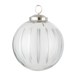J-Line boule de Noël Lignes - verre - transparent/argent - medium - 6 pcs