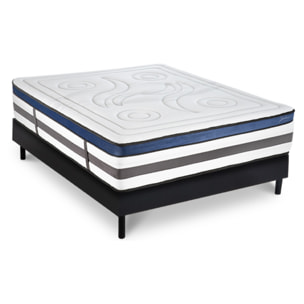 Ensemble Matelas Quintessence mémoire de forme - 30cm + sommier kit bois noir - 1 Place