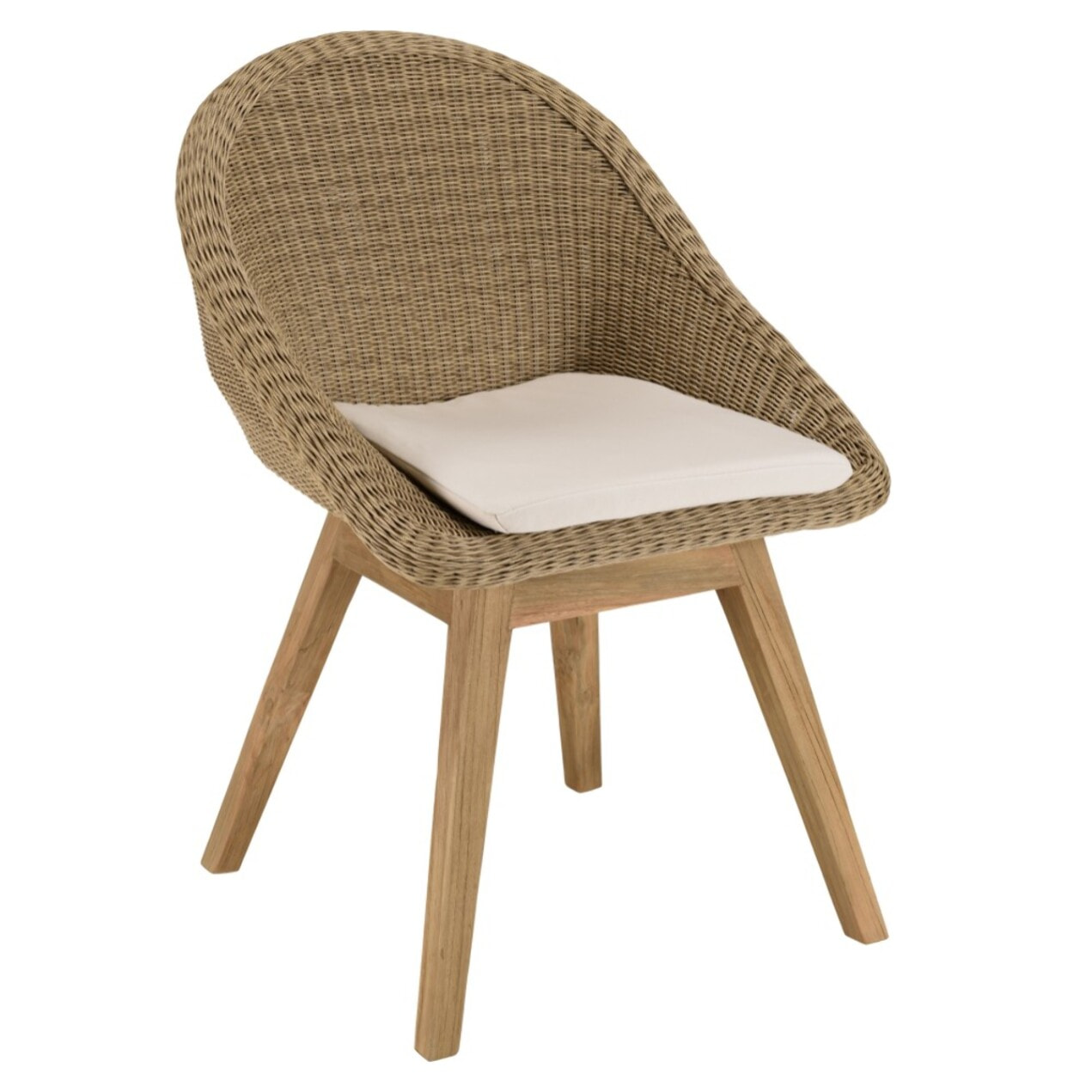 KALLY - Ensemble de jardin en bois teck recyclé et rotin synth. 4 pers