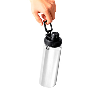 Bidón térmico de acero inox con doble pared y 550 ml de capacidad. Incluye tapa de cierre a rosca, con dosificador y asa.