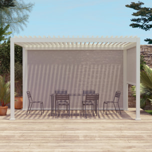 Pergola Bioclimatique blanche 300 x 400cm. aluminium à lames orientables + store 300cm + store 400cm