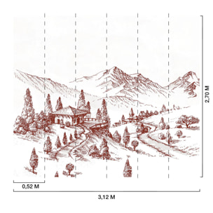 Papier peint dessin de montagnes Intissé