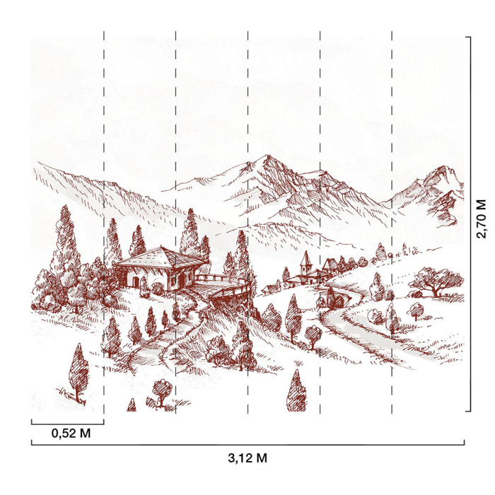 Papier peint dessin de montagnes Intissé