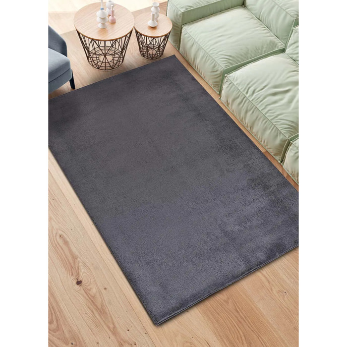 CORALINE Alfombra lisa lavable color antracita, varias medidas disponibles.