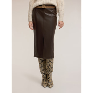 Motivi - Gonna tubino in tessuto spalmato - Marrone